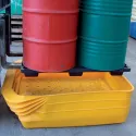 Spill containment sump without grating for 2 drums, yellow