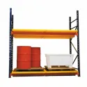 Spill tray without grating for rack under pallet yellow