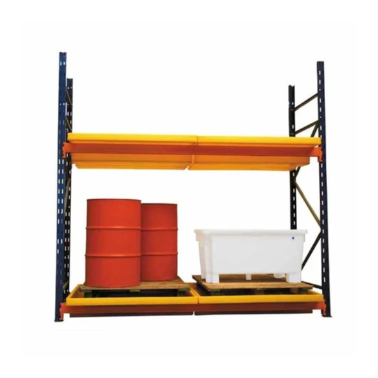 Spill tray without grating for rack under pallet yellow