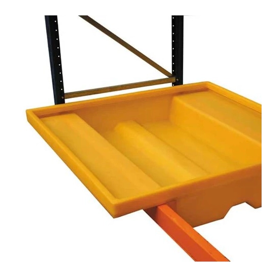 Spill tray without grating for rack under pallet yellow