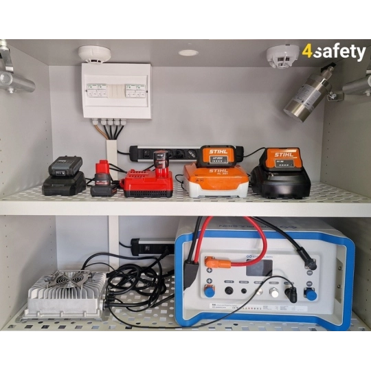 Fireproof cabinet for storing lithium-ion batteries