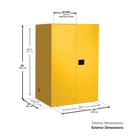 Szafa zabezpieczająca 435 l dwudrzwiowa 1651 x 1499 x 864 mm