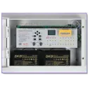 Automatic fire extinguisher with smoke detector and temperature control panel