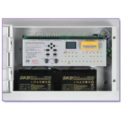 Automatic fire extinguisher with smoke detector and temperature control panel for lithium-ion battery cabinets