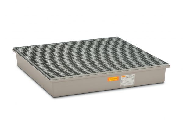 Wanna wychwytowa z kratownicą ocynkowaną pod 4 beczki GRP 220l, 1280 x 1280 x 210  mm