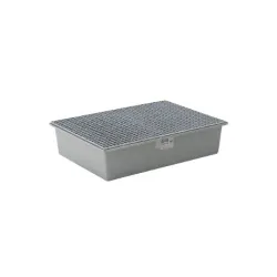 Drip tray with galvanized grating for 2 GRP 220L drums, 1280 x 850 x 290 mm