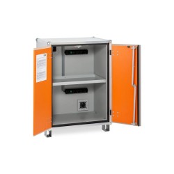 Szafka do ładowania akumulatorów 8/10 Premium, ognioodporna 60 min, 1-fazowa, z kółkami