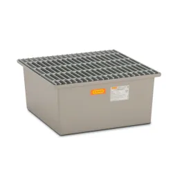 Spill containment tray with GRP grating for 1 GRP 210 l drum, 850 x 850 x 400 mm