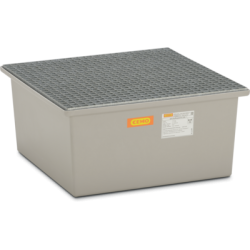 Wanna wychwytowa z kratownicą stalową pod 1 beczkę GRP 210l, 850 x 850 x 400 mm