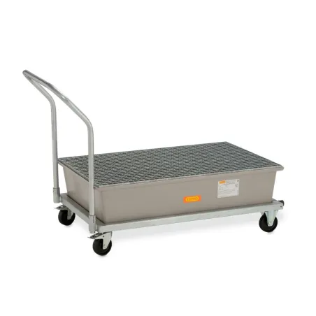 Mobile steel trolley for 2 GRP 220 l drums, 1520 x 860 x 1080 mm