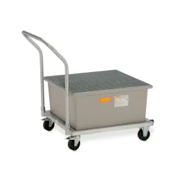 Mobile steel trolley with galvanized steel grating for 1 GRP 210 l drum, 1090 x 860 x 1080 cm