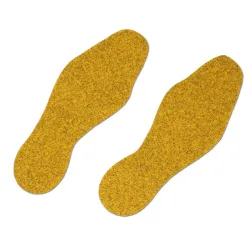 Non-slip floor sign – yellow footprints 95 × 265 mm (pair), for heavy traffic, set of 10 pcs.