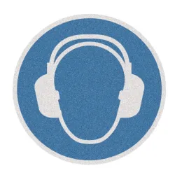 Anti-slip floor sign "Hearing protection required" R13, 400 mm