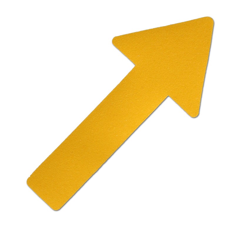 Antypoślizgowy znak podłogowy – żółta strzałka 130 × 280 mm, zestaw 10 szt.