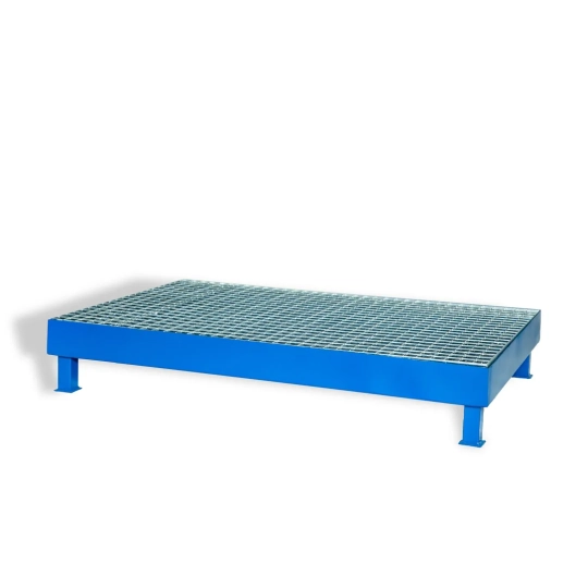 Spill containment tray with lacquered steel grating 1200 x 800 x 200 mm
