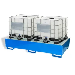 Wanna wychwytowa z kratownicą i stopami, stalowa lakierowana pod 2 IBC 1300 x 2300 x 430 mm