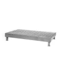 Galvanized steel spill containment pallet with grating for 2 barrels