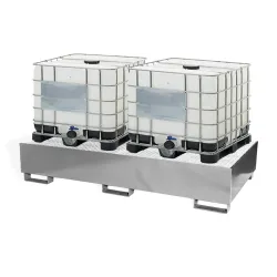 Wanna wychwytowa z kratownicą i stopami, stalowa ocynkowana pod 2 IBC 1300 x 2300 x 430 mm