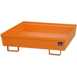 Steel spill tray for small containers, 1200 x 1200 x 335 mm