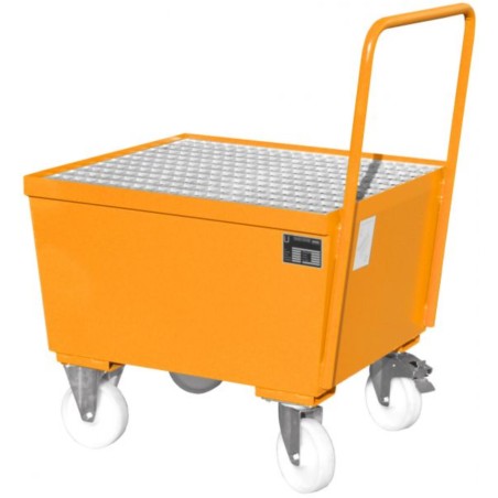 Mobilna wanna wychwytowa stalowa pod 1 beczkę,  AW-F 1, malowana, pomarańczowa, 870 x 800 x 1110 mm