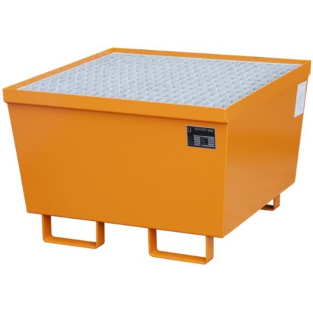 Wanna wychwytowa stalowa z kratownicą pod 1 beczkę,  AM-1, malowana, pomarańczowa, 800 x 800 x 545 mm