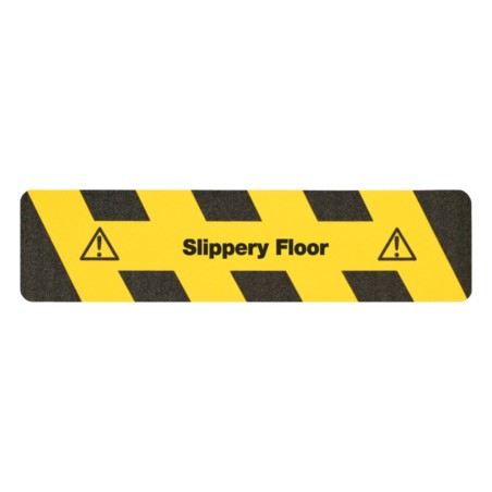 Taśma antypoślizgowa ostrzegawcza - arkusz, żółto-czarna „Slippery Floor” żółto-czarna, R13, 150 x 610mm