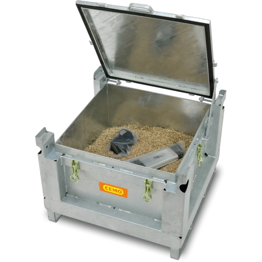 Pojemnik ze stali na zużyte baterie, 120l, 71.5 x 71.5 x 58 cm