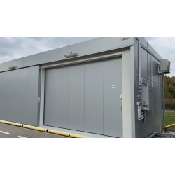 REI120 fire-resistant container for lithium-ion batteries, 40 Euro pallets, 10500 x 3500 x 3300 mm