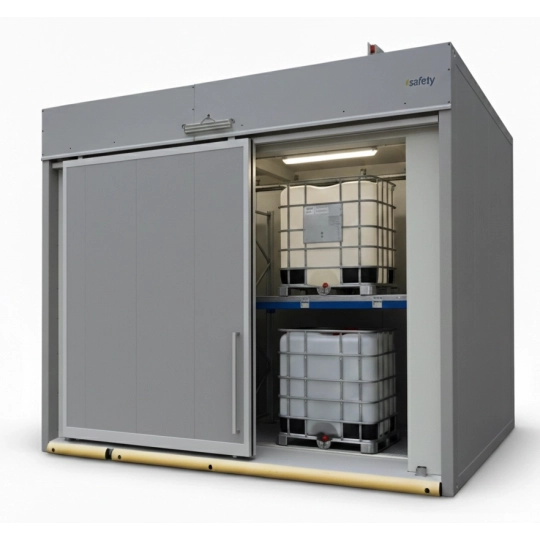 Two-level, REI120 fire-resistant container for 4 IBCs, 3500 x 1800 x 3300 m