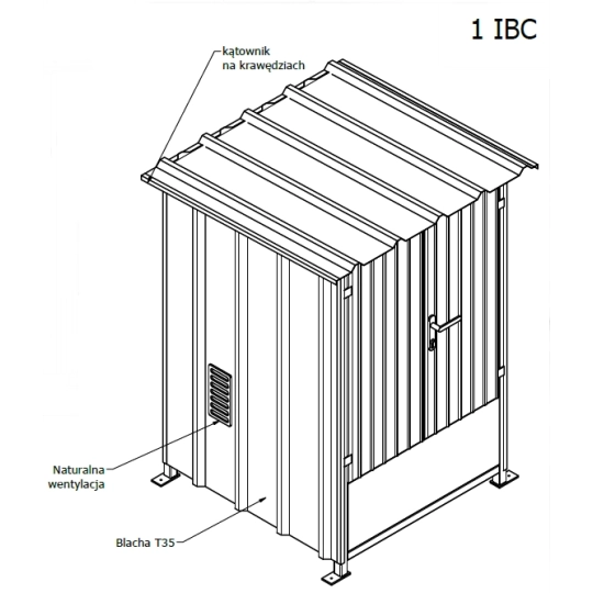 Kontener nieizolowany na 1 IBC, 1480 x 1540 x 2300 mm