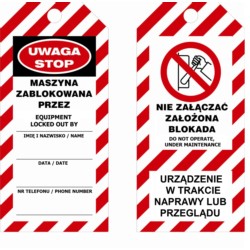 Zawieszka LOTO miękka - "urządzenie w trakcie naprawy lub przeglądu" 75 x 160 mm bez metalowego oczka