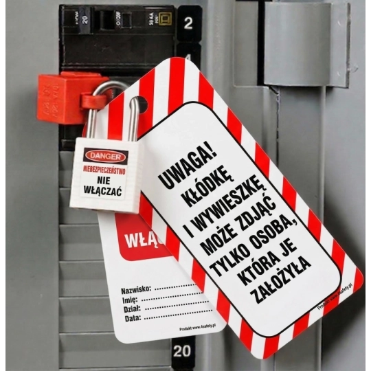 Zawieszka LOTO miękka - "urządzenie w trakcie naprawy lub przeglądu" 75 x 160 mm bez metalowego oczka