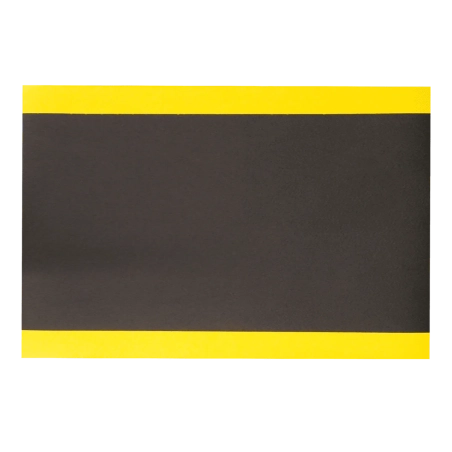Industrial anti-fatigue mat W1, 60 x 91 cm, black-yellow, dry environment, light standing work up to 3 hours