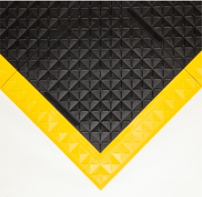 Mata modułowa antybakteryjna, antyzmęczeniowa, 4safety, H8 w zestawie z obrzeżami, 112 x 112 cm, czarno-żółta