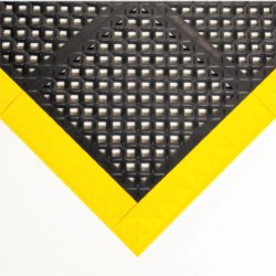 Mata modułowa ergonomiczna, antypoślizgowa, 4safety, H2, 112 cm x 112 cm, czarno-żółta w zestawie z obrzeżami