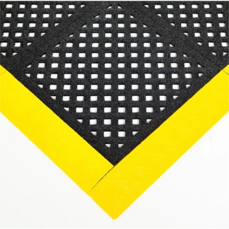 Mata modułowa ergonomiczna, antypoślizgowa, 4safety, H4, 112 x 112 cm, czarno-żółta w zestawie z obrzeżami