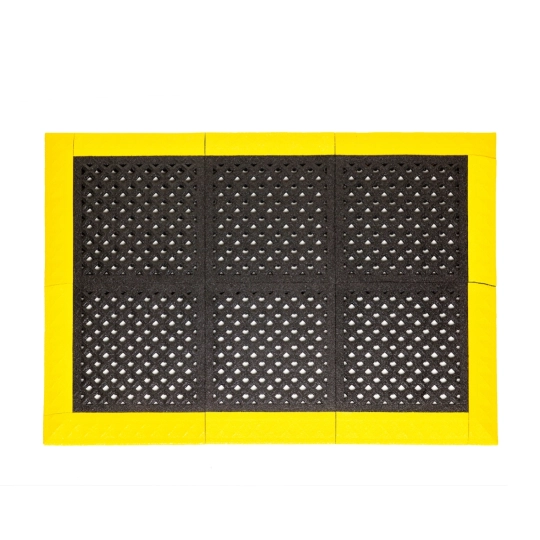 Mata modułowa ergonomiczna, antypoślizgowa, 4safety, H4, 112 x 112 cm, czarno-żółta w zestawie z obrzeżami