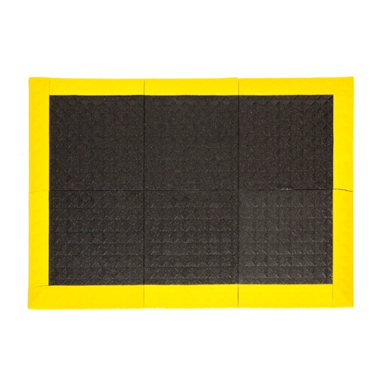 'Mata modułowa ergonomiczna, antypoślizgowa, 4safety, H3, 112 x 112 cm, czarno-żółta w zestawie z obrzeżami
