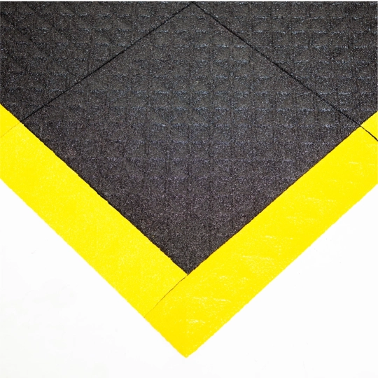 Ergonomic modular anti-slip mat, 4safety, H3, 112 x 112 cm, black-yellow with edging included