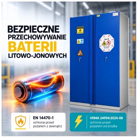 Szafa ognioodporna na baterie litowo-jonowe, dwudrzwiowa