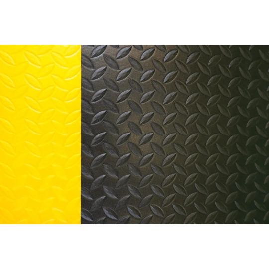 Mata antyzmęczeniowa 4safety, W2, 60 x 91 cm, czarno-żółta, środowisko suche do długotrwałej pracy stojącej, z taśmami FloorHold